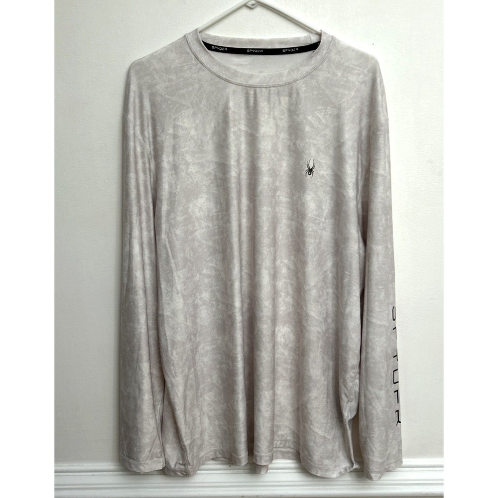 Spyder Swim Rash Guard Surf Shirt Men's Sz XL Gray L/S UPF 50+ Logo Spell Out